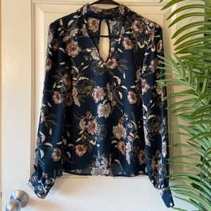 Navy blue Floral blouse